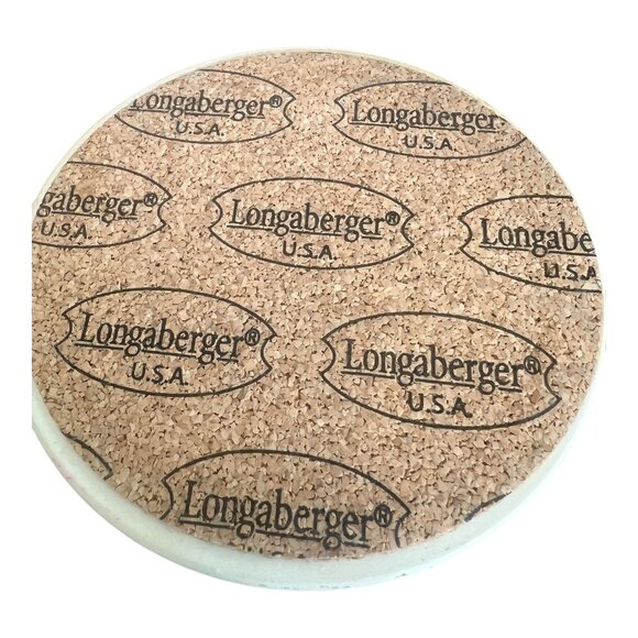 Longaberger Coaster Set Of 4, Cork Backing, Heart Rooster Rabbit & Tulip 4 1/8" - Picture 2 of 9